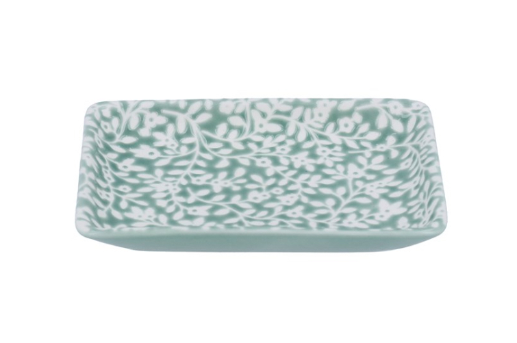 Gisela Graham Green Floral Trinket Dish