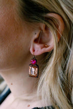 Load image into Gallery viewer, Cut Gem Drop Earrings - Peach/Pink
