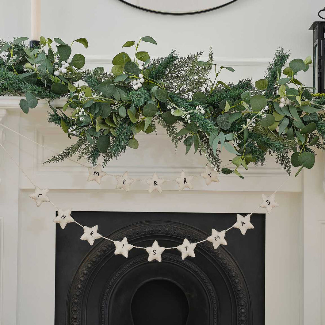 Ginger Ray White Felt Star Merry Christmas Bunting