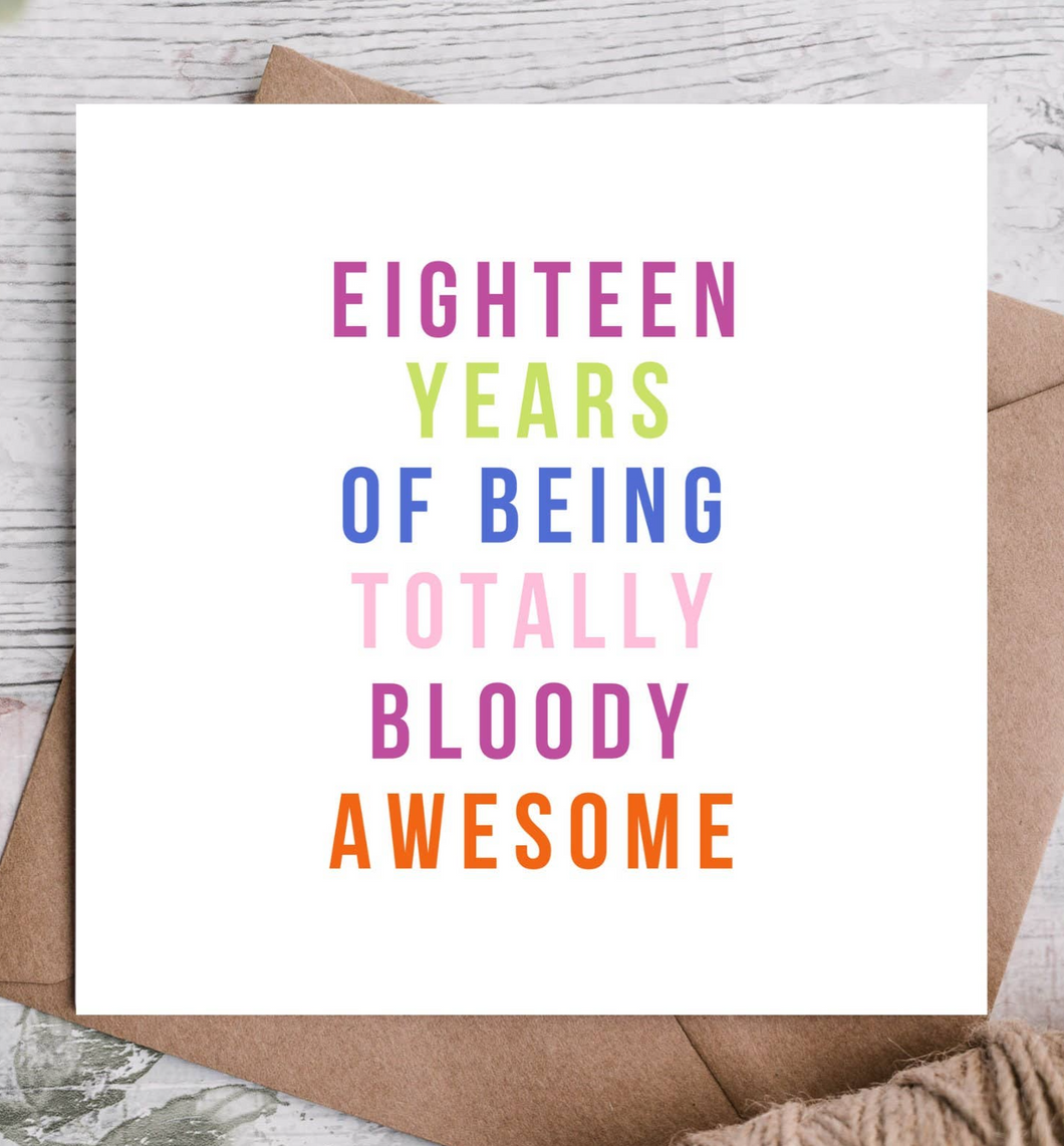 Awesome 18 Birthday Card