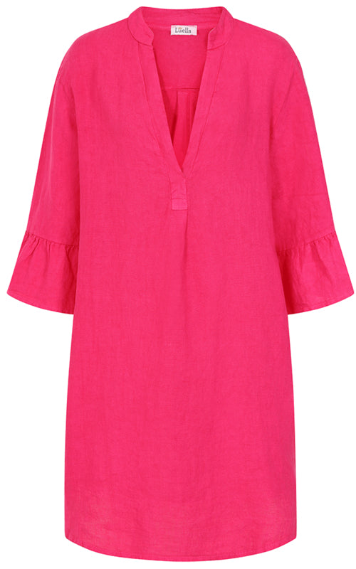 Chloe Fluted Sleeve Linen Dress - 2 colours