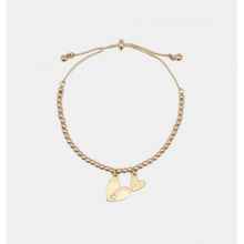 Load image into Gallery viewer, Brushed Double Heart Adjustable Bracelet - Gold / Silver
