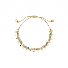 Load image into Gallery viewer, Gold Double Layered Bracelet with Beads and Stars - 2 Colours
