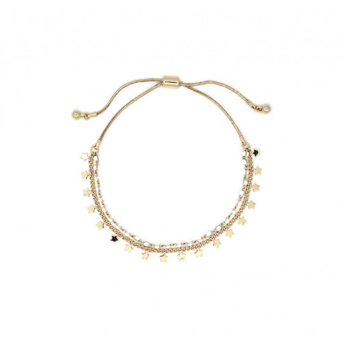 Gold Double Layered Bracelet with Beads and Stars - 2 Colours