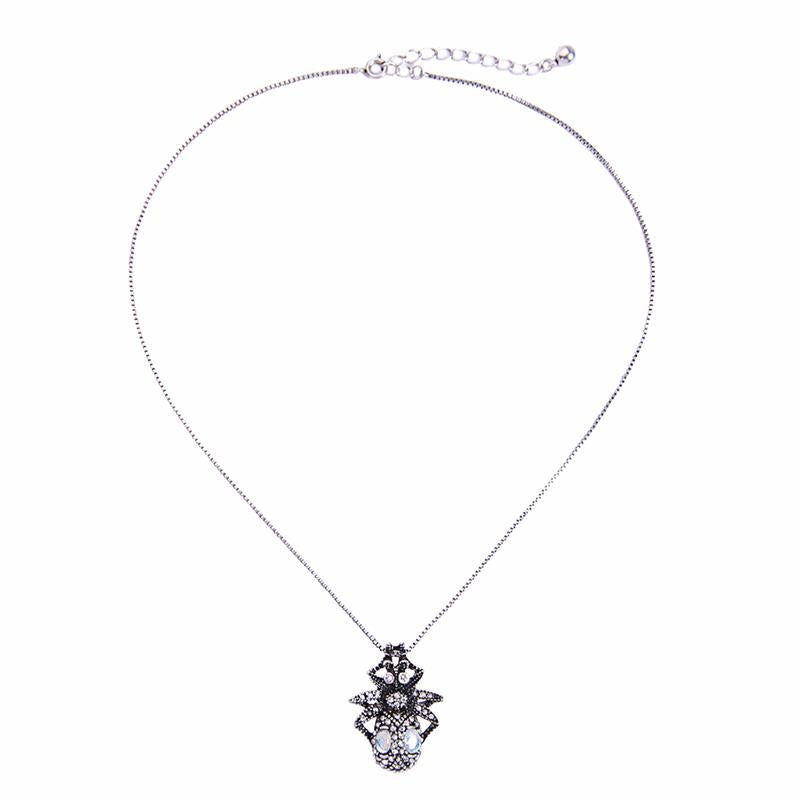 Vintage Look Crystal Spider Necklace