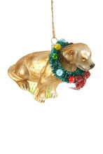 Load image into Gallery viewer, Festive Yellow Lab Bauble
