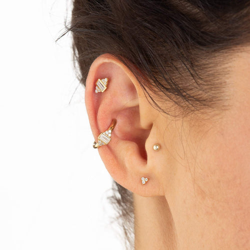 Gold and Silver plated Baguette stud earring  