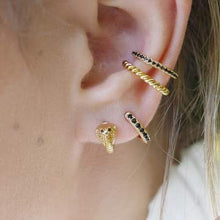 Load image into Gallery viewer, Scream Pretty Cobra Snake Huggie Earrings with Black Eyes
