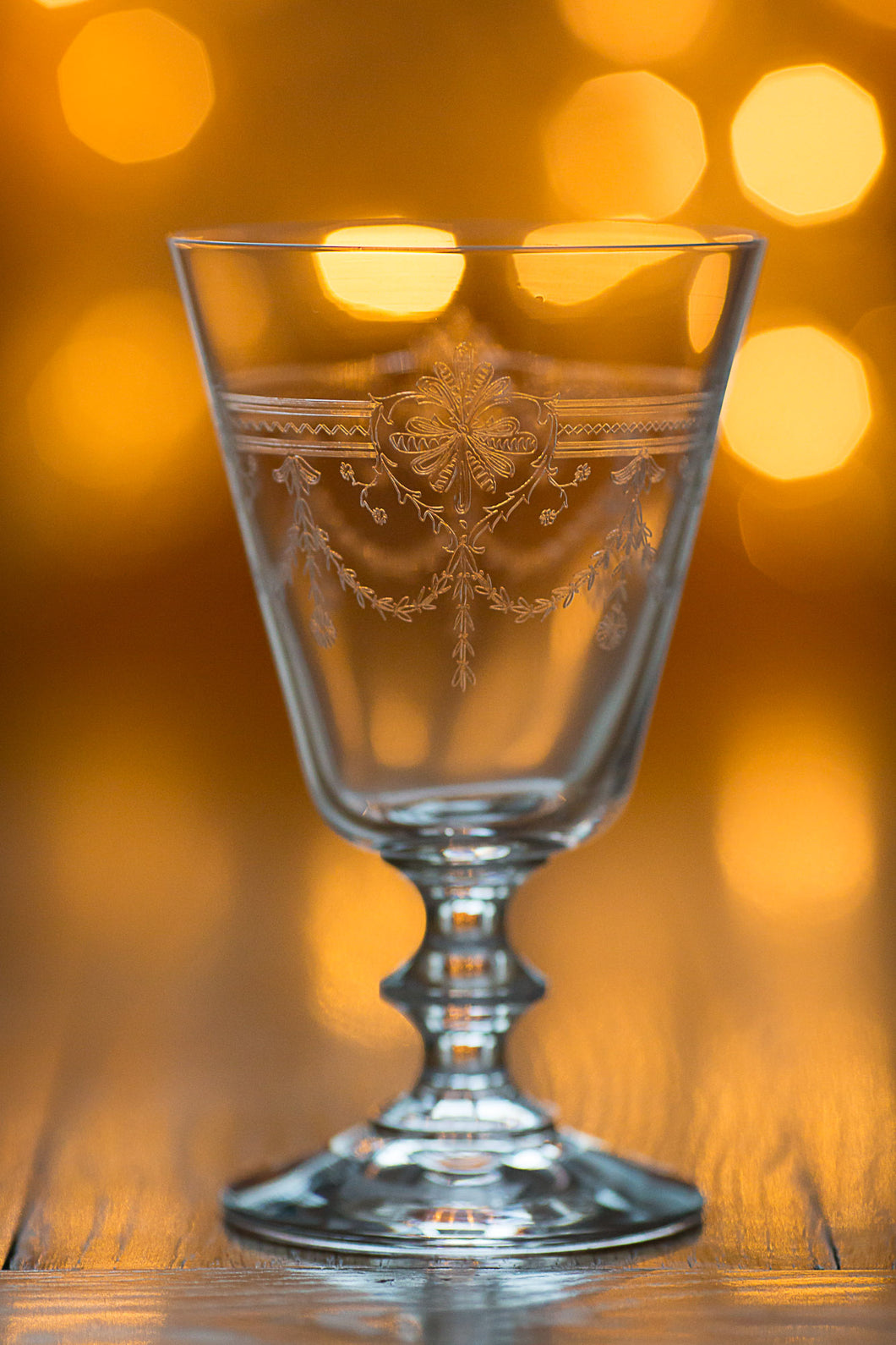 Rustic Victorian Engraved Wine Glass