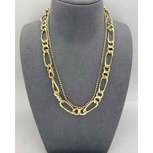 Double Layer Short Chunky Chain Necklace - Gold & Silver