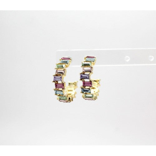 Square Acrylic Stone Hoop Earrings - 4 Colours available