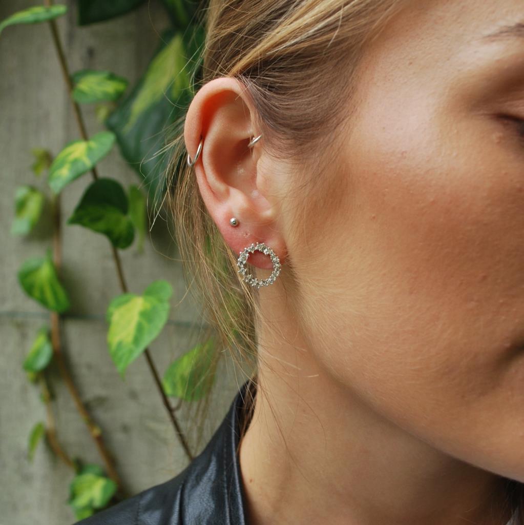 Crystal Circle Stud Earrings
