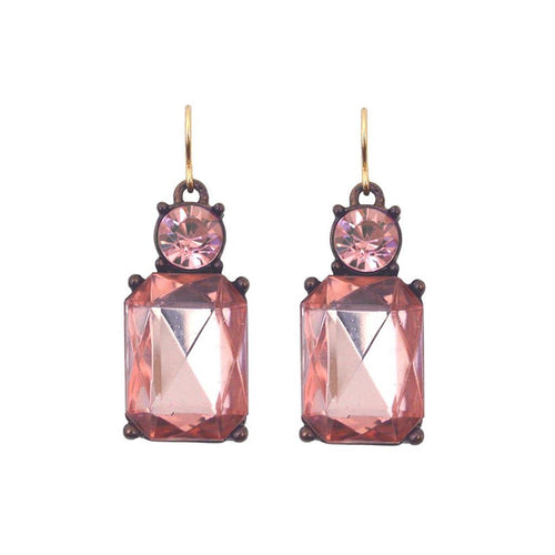 Cut Gem Drop Earrings - Blush/Pink