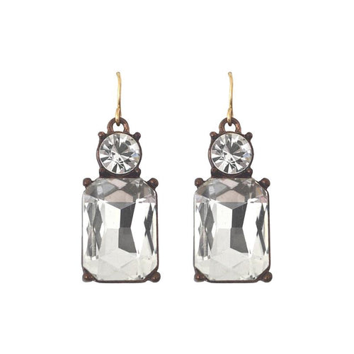 Cut Gem Drop Earrings - Clear