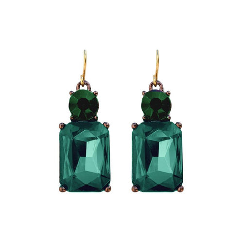 Cut Gem Drop Earrings - Emerald