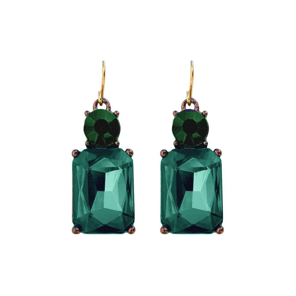 Cut Gem Drop Earrings - Emerald