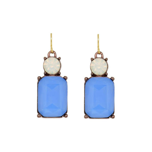 Cut Gem Drop Earrings - Opal/French Blue