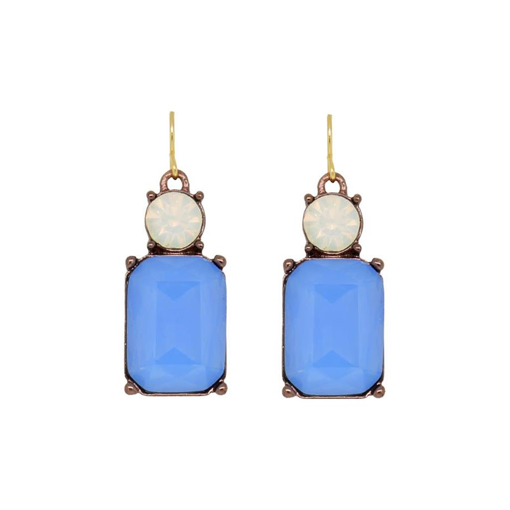 Cut Gem Drop Earrings - Opal/French Blue