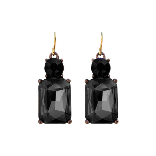 Cut Gem Drop Earrings - Black