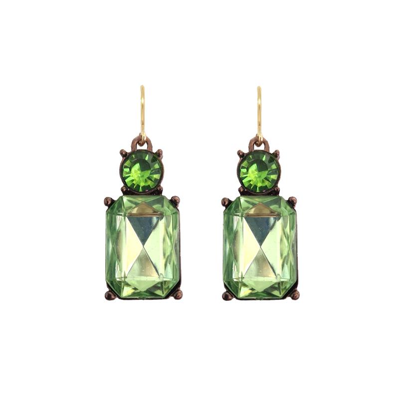 Cut Gem Drop Earrings - Lime