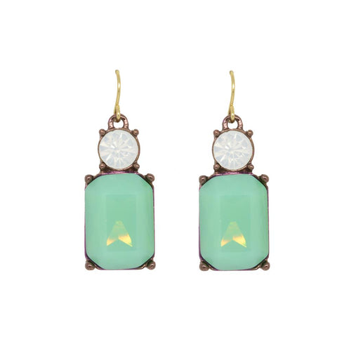 Cut Gem Drop Earrings - Opal/Mint