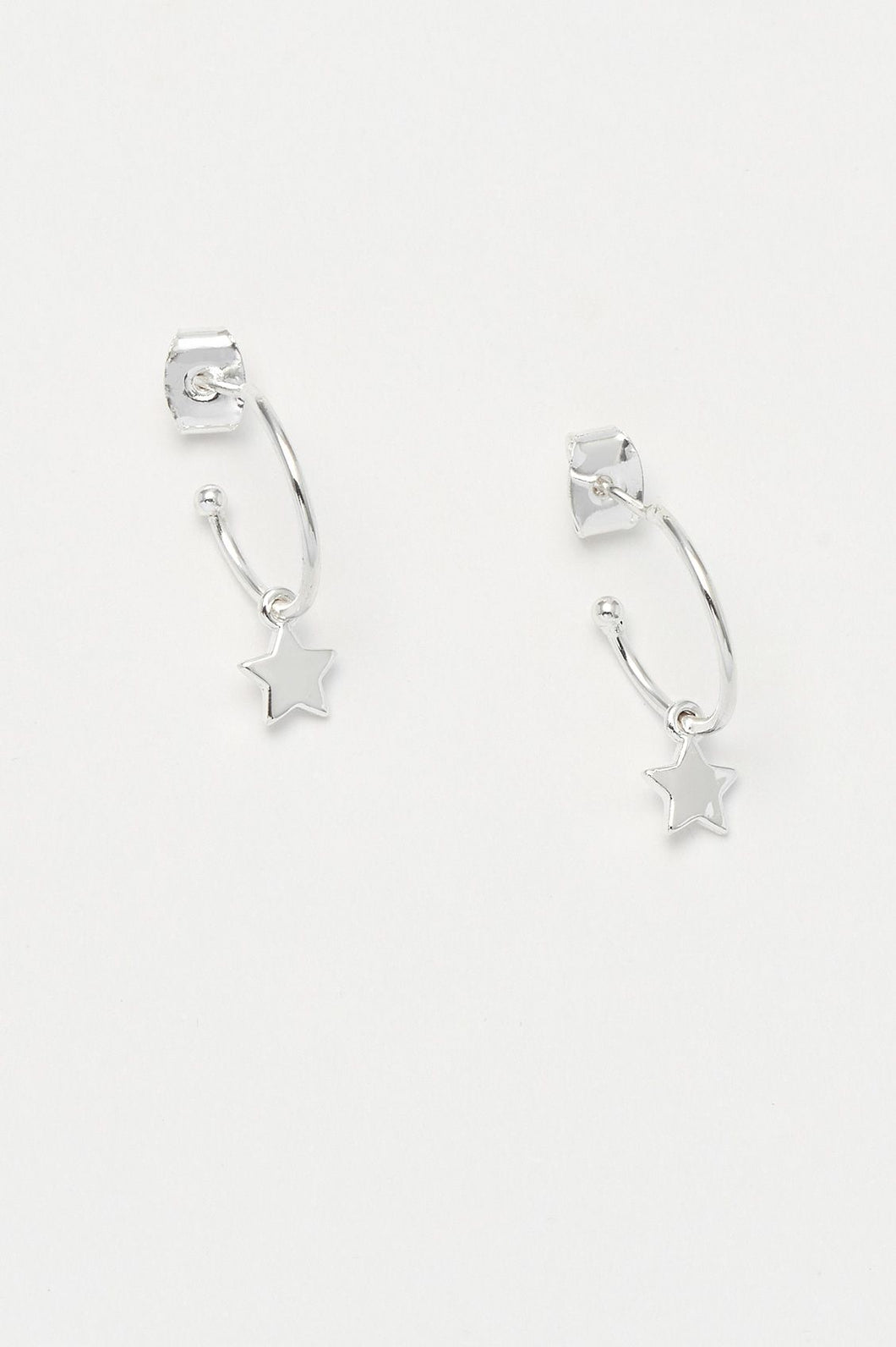 Estella Bartlett Star Drop Hoop Earrings - Sliver Plated