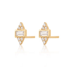 Load image into Gallery viewer, Gold and Silver plated Baguette stud earring
