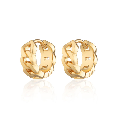 Gold plated Chain Reaction Huggie Hoop Earrings