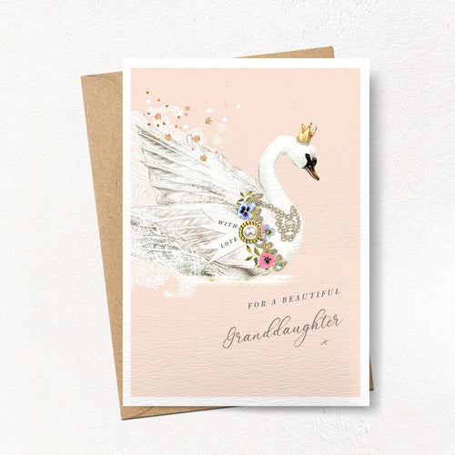 Beautiful Swan Card - Granddaughter 