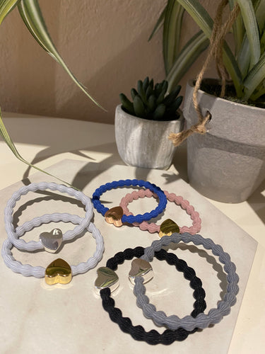 Light Grey/ Dark Grey/ Cobalt/ Blush/ Black Heart bracelets 