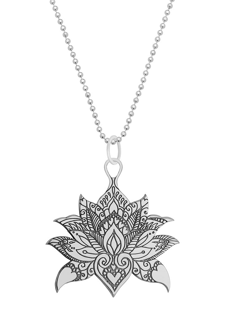 Silver lotus pendant 
