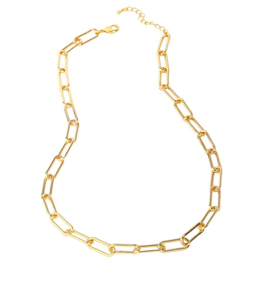 Long Links Necklace Gold