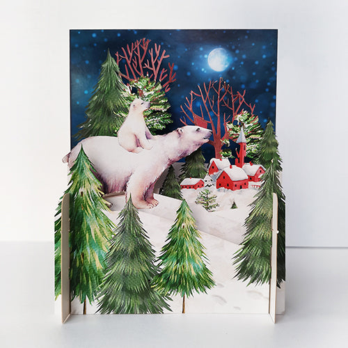 Pop Up Christmas Card - Polar Bears