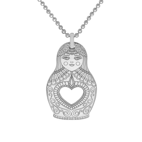 Silver Russian doll pendant 