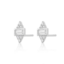 Load image into Gallery viewer, Gold and Silver plated Baguette stud earring
