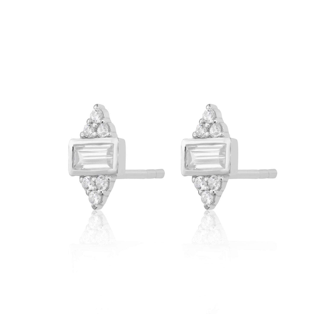 Gold and Silver plated Baguette stud earring