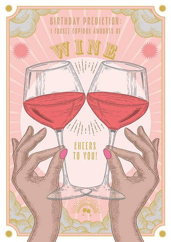Wine glasses clinking birthday card 