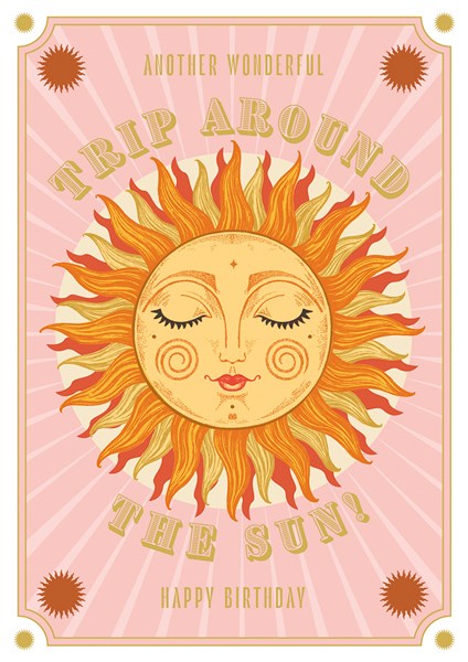 Cartoon sun greeting card
