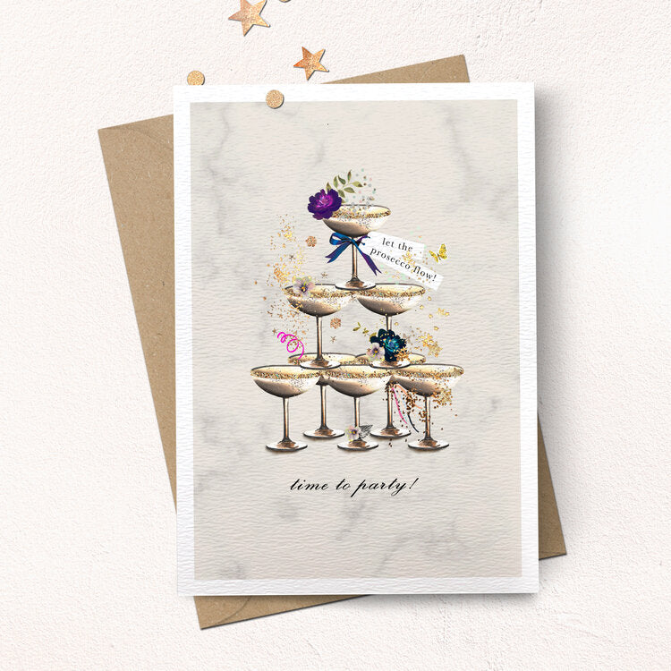 Stephanie Davies Prosecco Tower Card