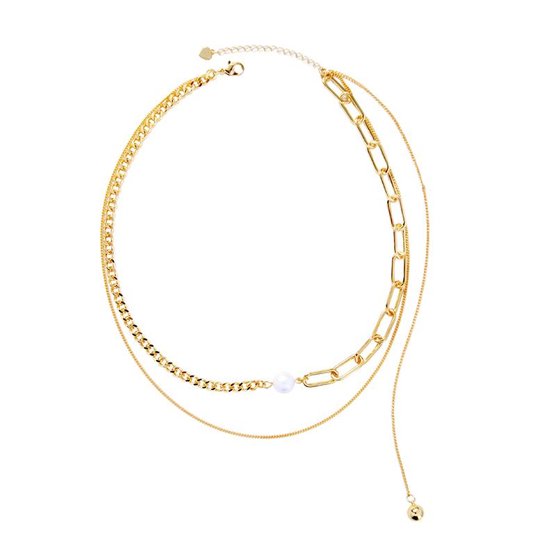 Triple Chain & Pearl Necklace