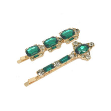 Load image into Gallery viewer, Vintage Gem Hairclips Green
