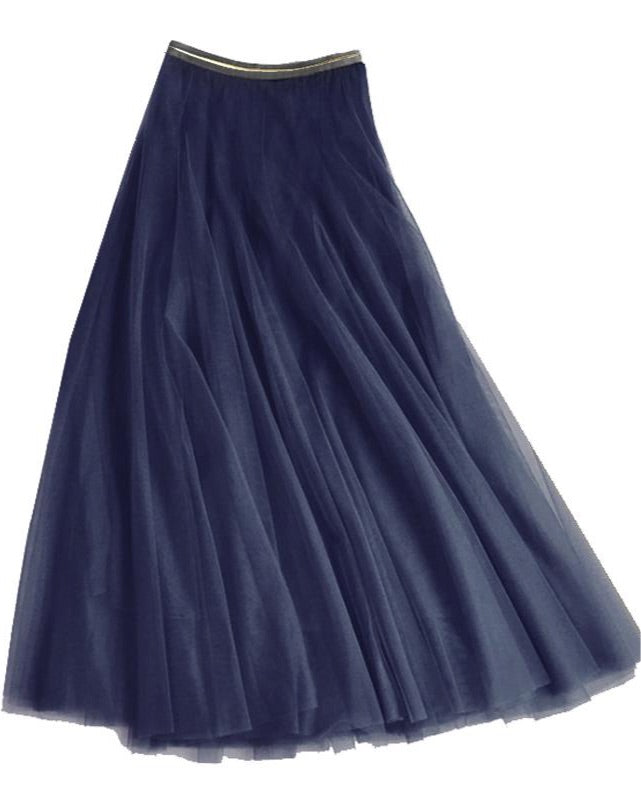 Layered Tulle Skirt - Navy