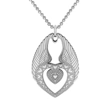 Load image into Gallery viewer, Silver winged heart pendant 
