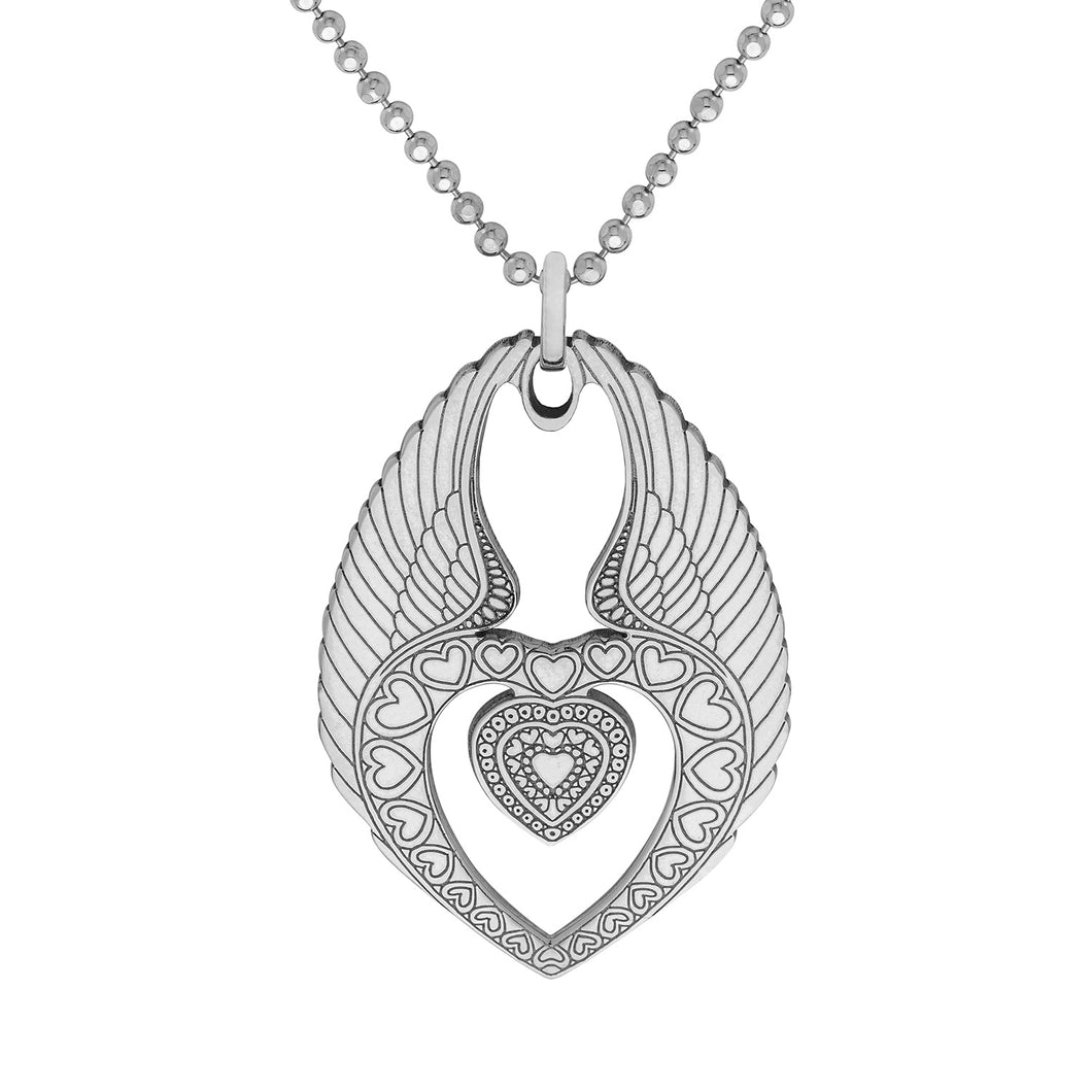 Silver winged heart pendant 