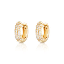 Load image into Gallery viewer, Gold plated Bling Huggie Hoop Earrings with Clear Stones
