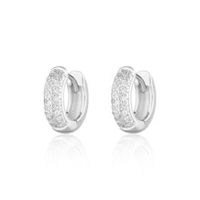Load image into Gallery viewer, Sterling silver Bling Huggie Hoop Earrings with Clear Stones
