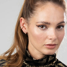 Load image into Gallery viewer, Gold plated Bling Huggie Hoop Earrings with Clear Stones

