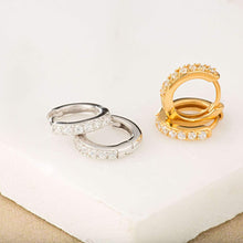 Load image into Gallery viewer,  Pretty Huggie Hoops with clear stones (Gold &amp; Silver)
