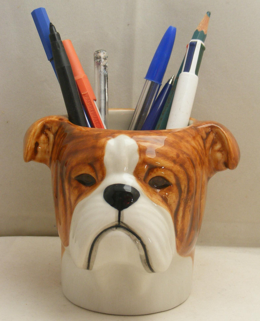 Quail English Bulldog Pencil Pot