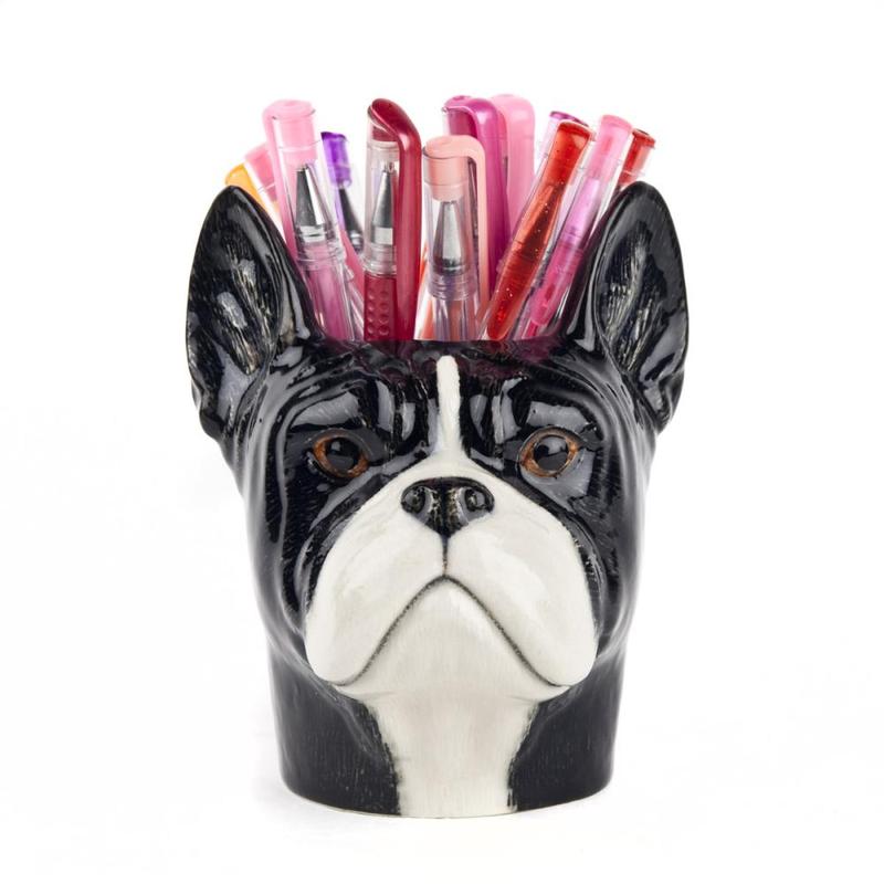 Quail French Bulldog Pencil Pot